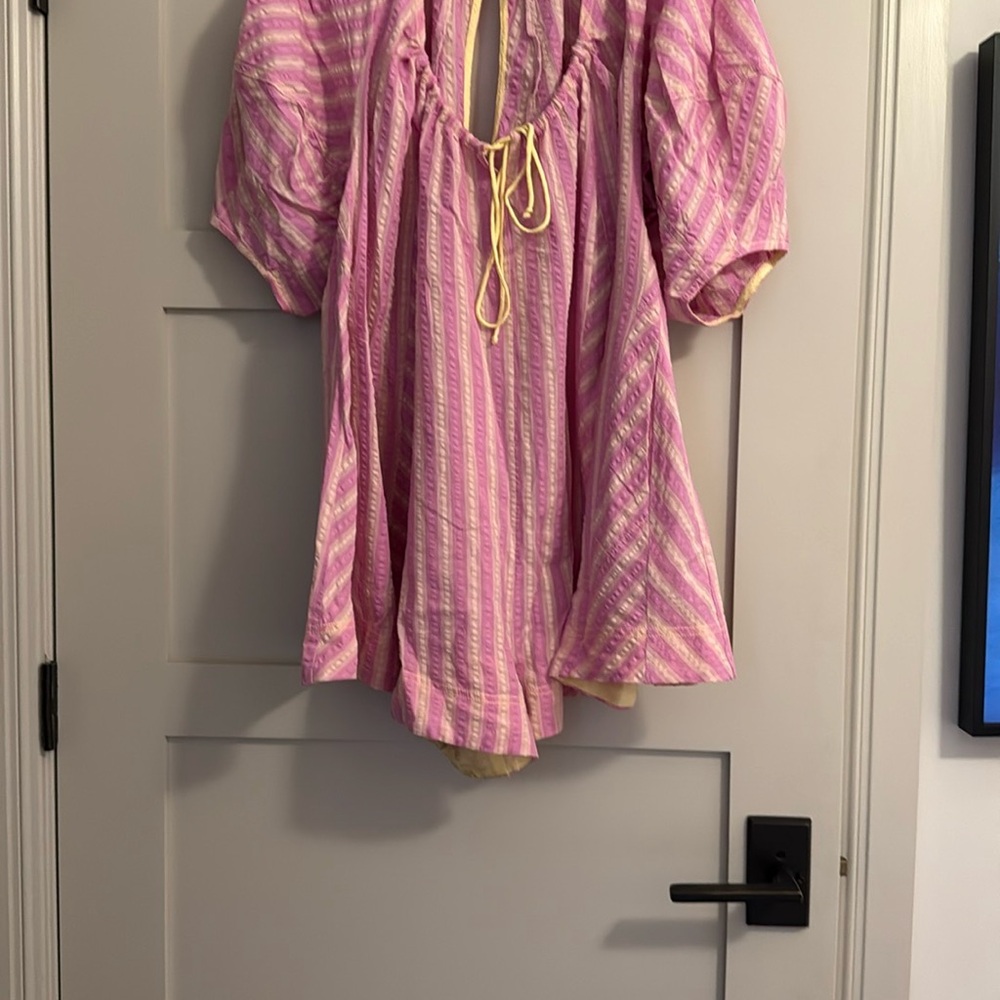 Free People Pink Striped Mini Dress